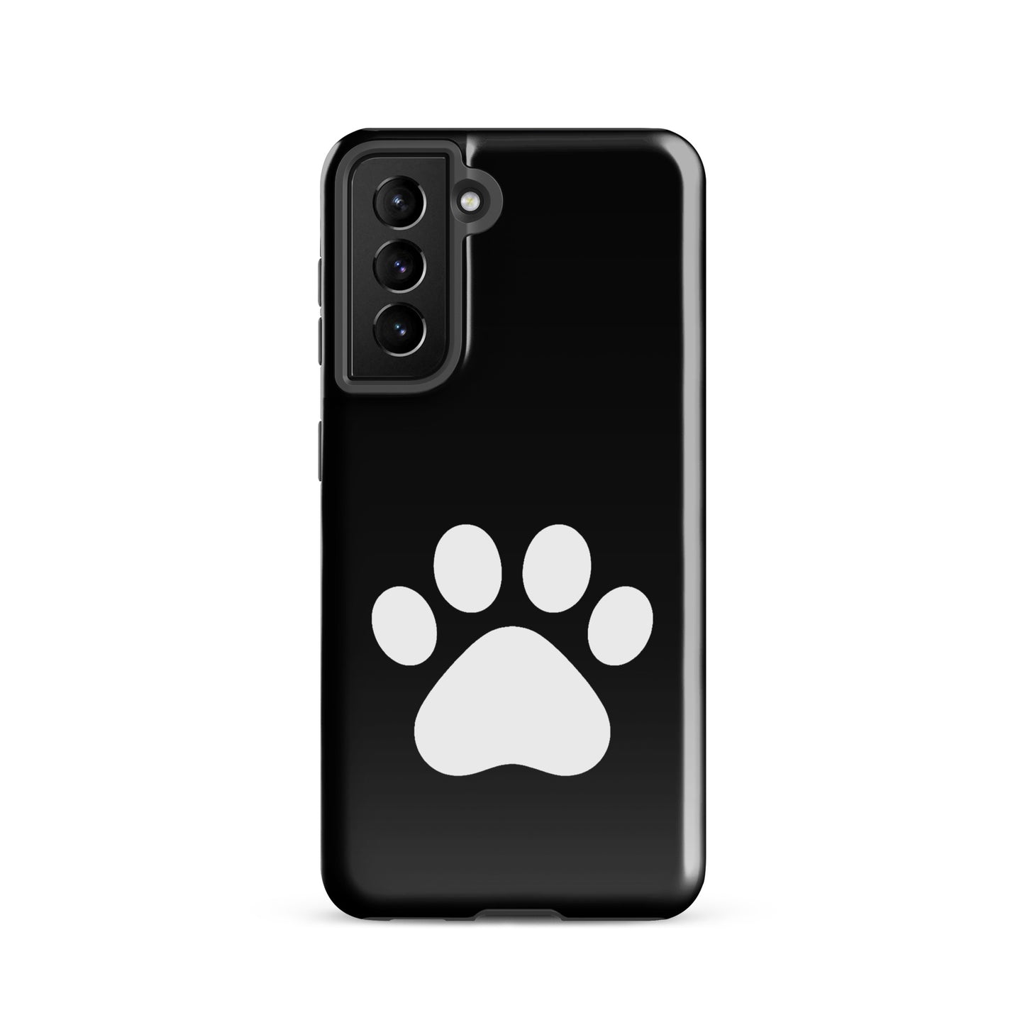 Phone Case for Samsung Galaxy featuring black and white paw print design for pet lovers, durable and stylish protection.