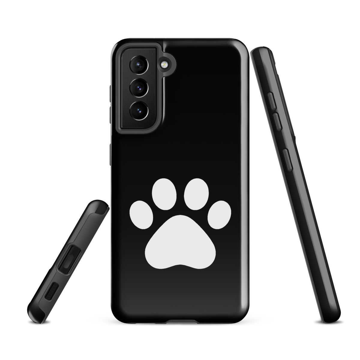 Phone Case for Samsung Galaxy with black and white paw print design for pet lovers, showcasing durable protection and sleek style.