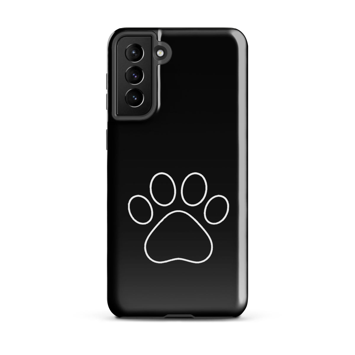 Phone Case for Samsung Galaxy with black paw print design for pet lovers, featuring minimalist style for cat and dog parents.