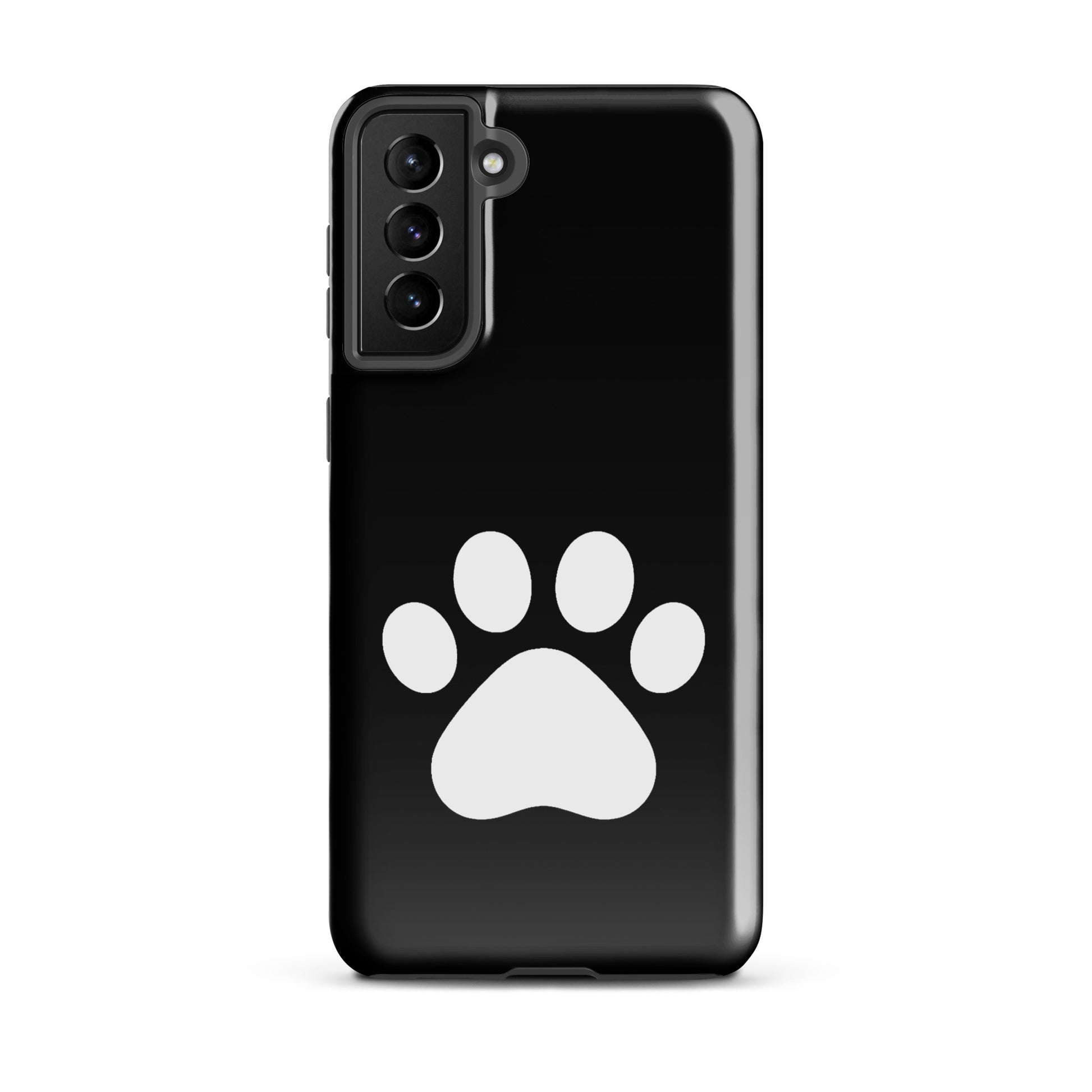 Phone Case for Samsung Galaxy with paw print design in black and white for pet lovers, featuring a minimalist style for cat and dog parents.