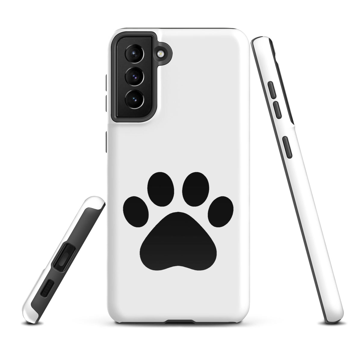 Phone Case for Samsung Galaxy with black paw print design, perfect for pet lovers seeking modern style and device protection.
