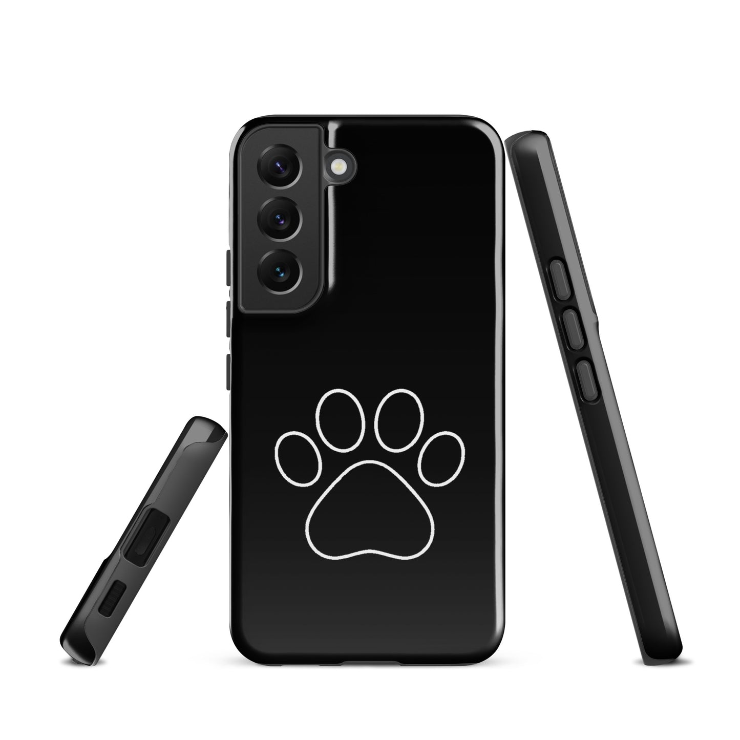 Phone Case for Samsung Galaxy with black paw print design for pet lovers, perfect for cat and dog parents seeking style and durability.