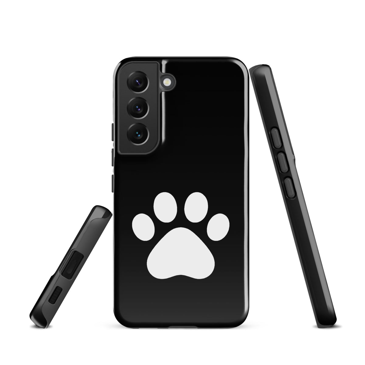 Phone Case for Samsung Galaxy with black and white paw print design for pet lovers, showcasing durability and modern style.