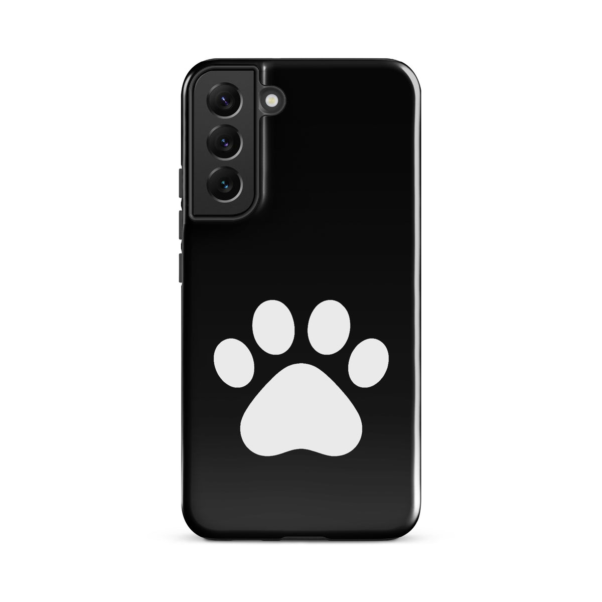 Phone Case for Samsung Galaxy with black and white paw print design, ideal for cat and dog lovers seeking style and protection.