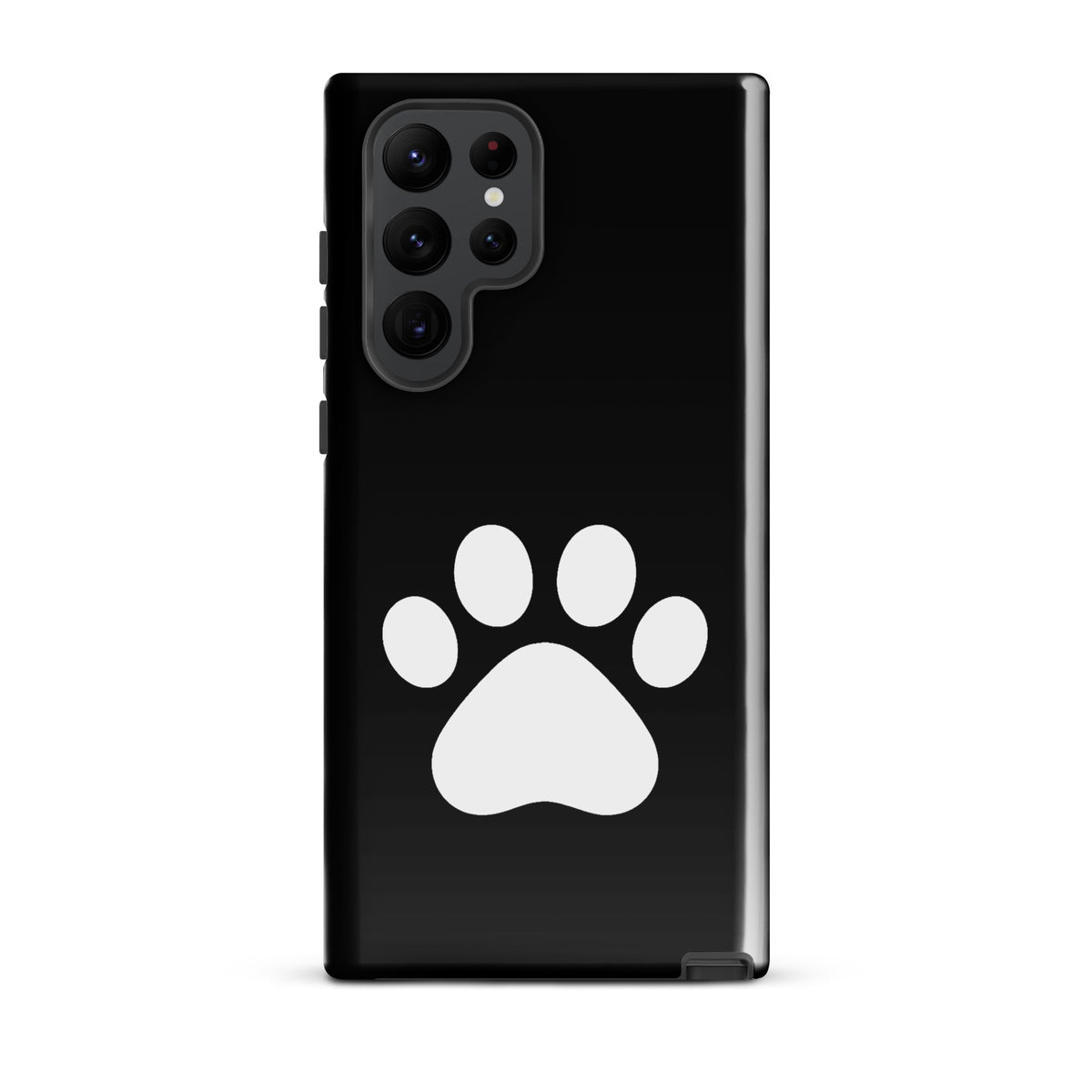 Phone Case for Samsung Galaxy with paw print design for pet lovers, black and white, durable protection for cat and dog owners.