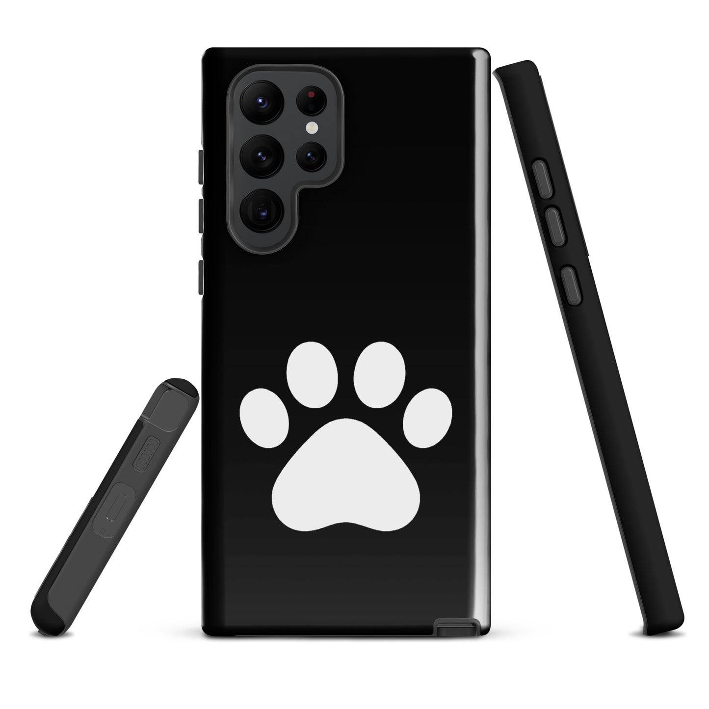 Phone Case for Samsung Galaxy with paw print design in black and white, perfect for pet lovers and offering stylish protection for your device.