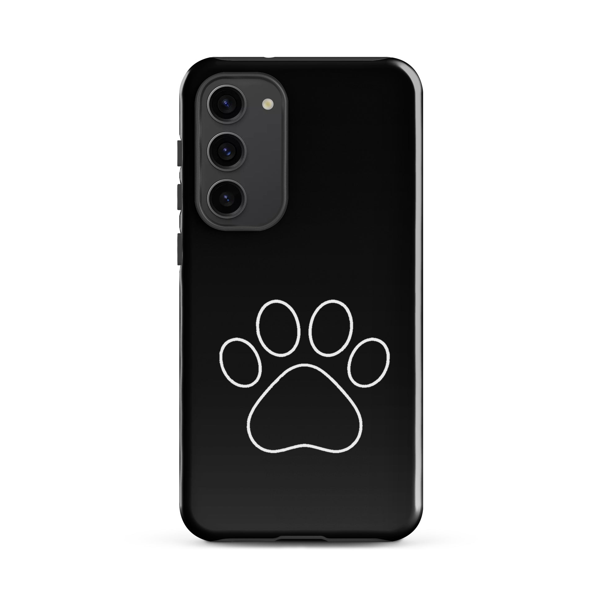 Phone Case for Samsung Galaxy with black paw print design, perfect for pet lovers and device protection.