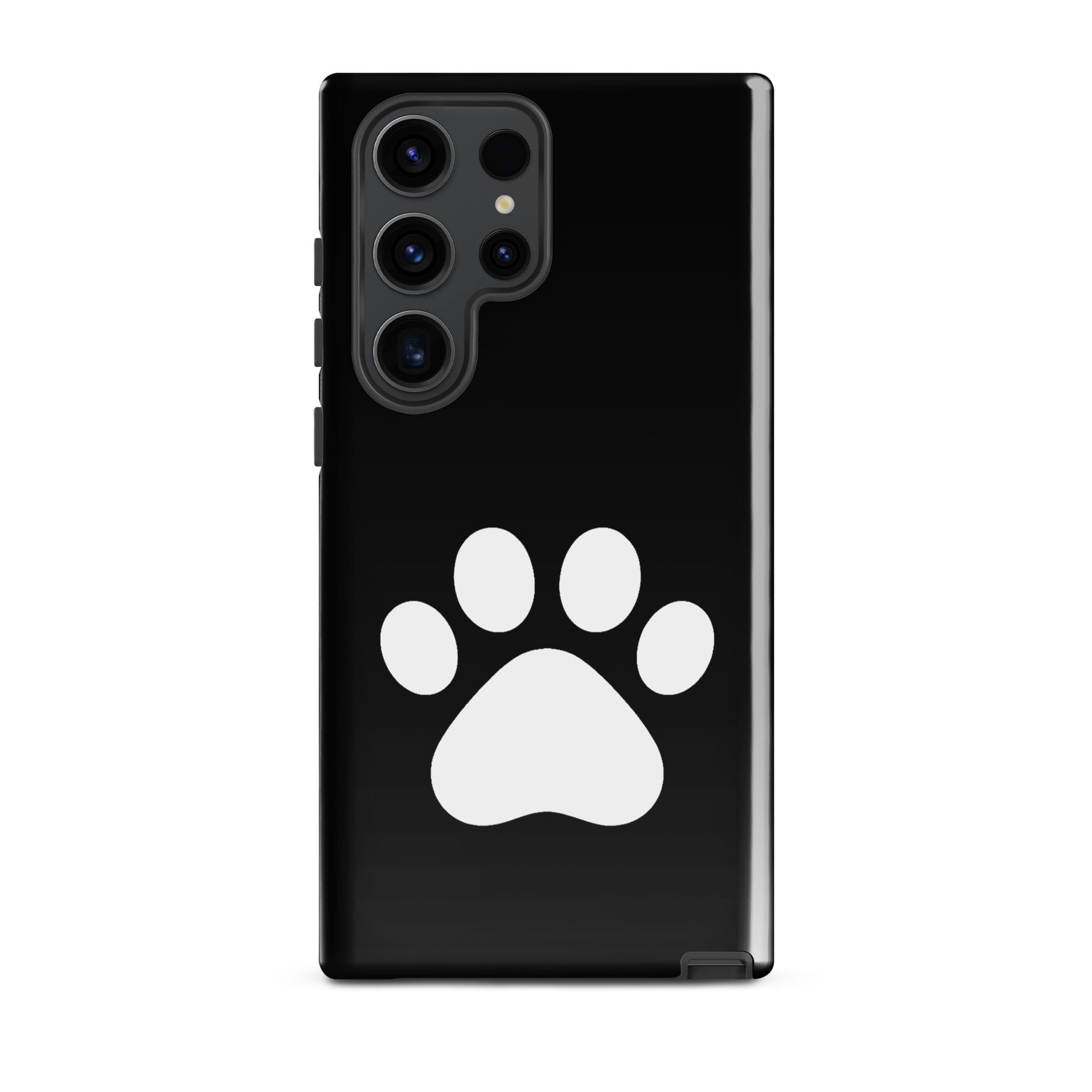 Phone Case for Samsung Galaxy with black and white paw print design, perfect for pet lovers, featuring minimalist style for durability.