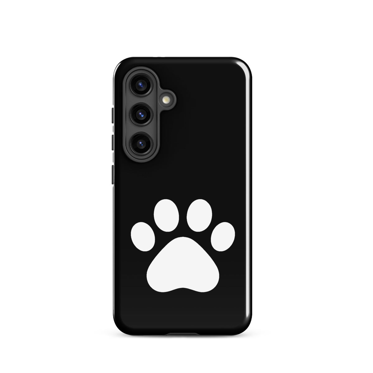 Phone Case for Samsung Galaxy with black and white paw print design for pet lovers, ideal for dog and cat owners, durable and stylish.
