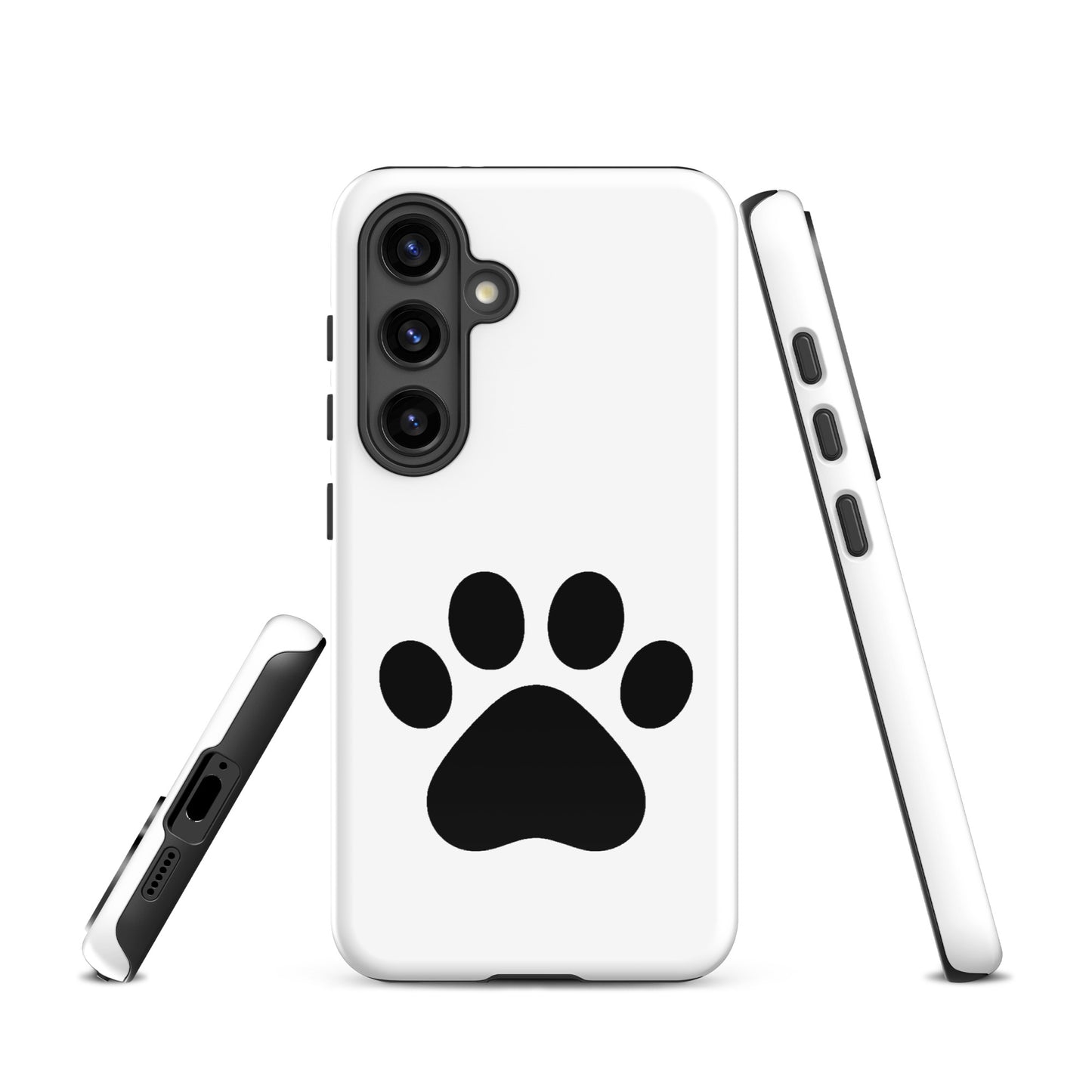 Phone Case for Samsung Galaxy with black paw print design, ideal for pet lovers seeking a stylish and durable cover.