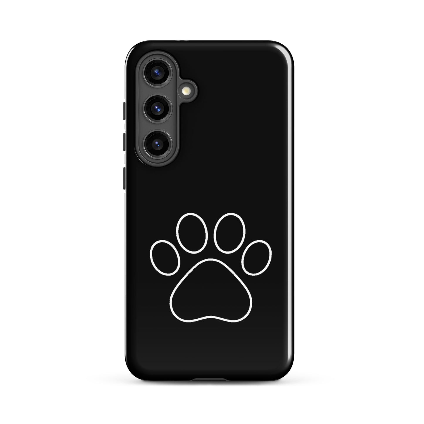 Phone Case for Samsung Galaxy with black paw print design for pet lovers.