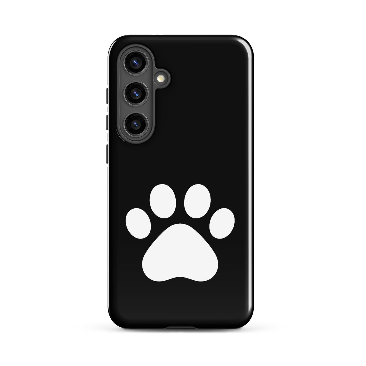 Phone Case for Samsung Galaxy with black and white paw print design for pet lovers, showcasing minimalist style and durable protection.