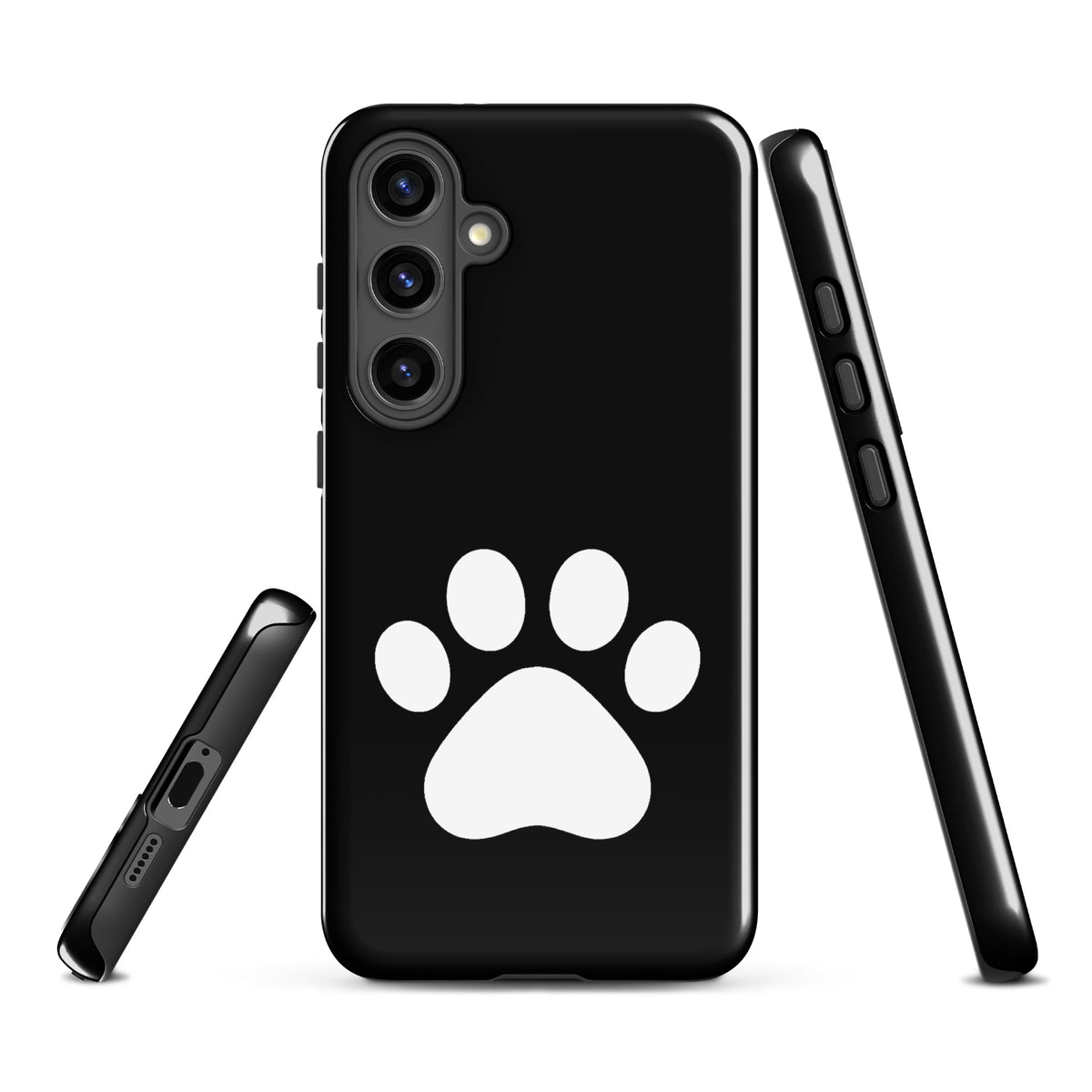 Phone Case for Samsung Galaxy with black and white paw print design, perfect for pet lovers seeking a modern, durable accessory.