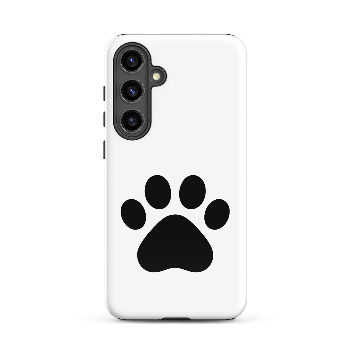 Phone Case for Samsung Galaxy with black paw print design for pet lovers in white and black color