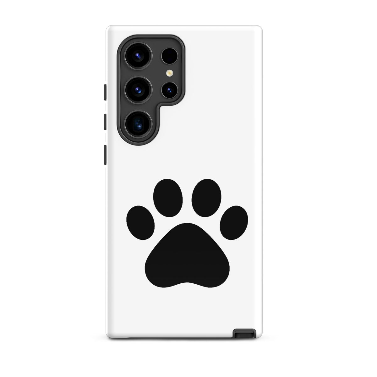Phone Case for Samsung Galaxy with paw print design in black and white, ideal for pet lovers and animal parents seeking protection and style.