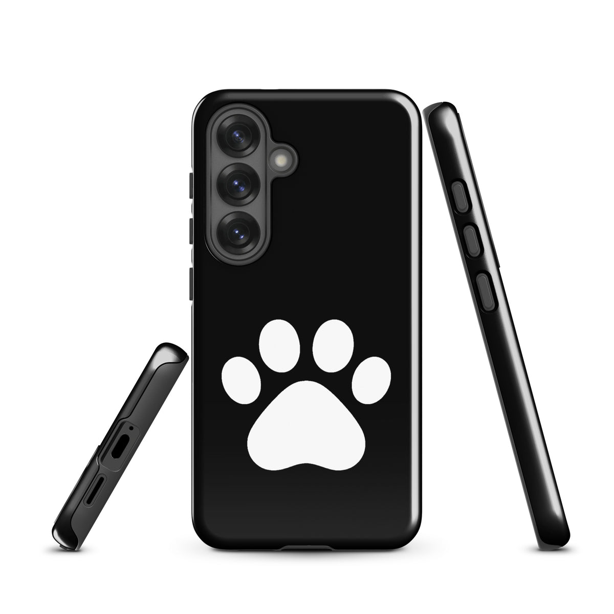 Phone Case for Samsung Galaxy with black and white paw print design for pet lovers.