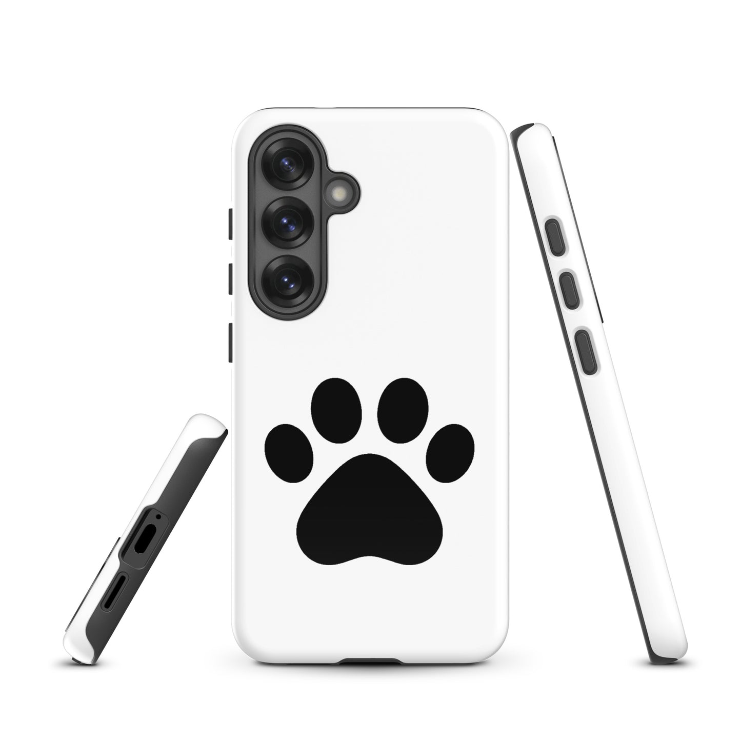 Phone Case for Samsung Galaxy with black paw print design for pet lovers, featuring a minimalist style, durable for everyday use.
