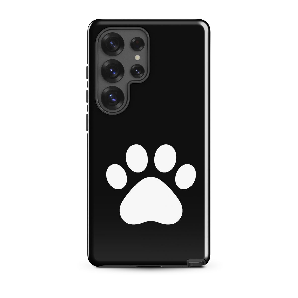 Phone Case for Samsung Galaxy with black and white paw print design, perfect for pet lovers seeking modern style and durability.