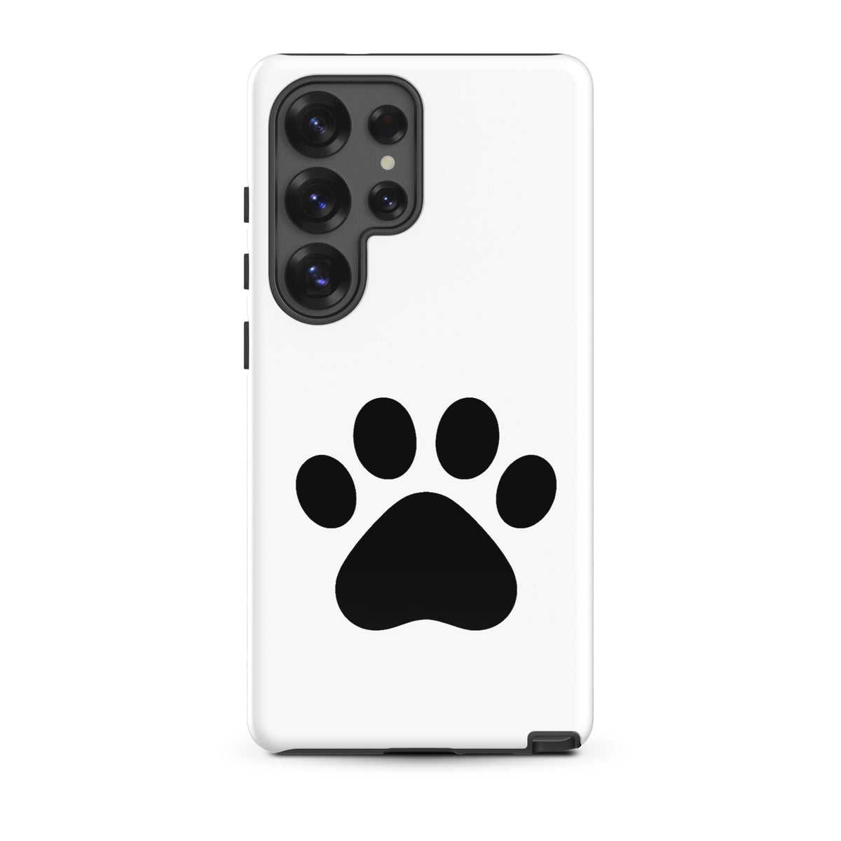 Phone Case for Samsung Galaxy with paw print design in black and white, ideal for pet lovers, featuring durable and stylish protection.