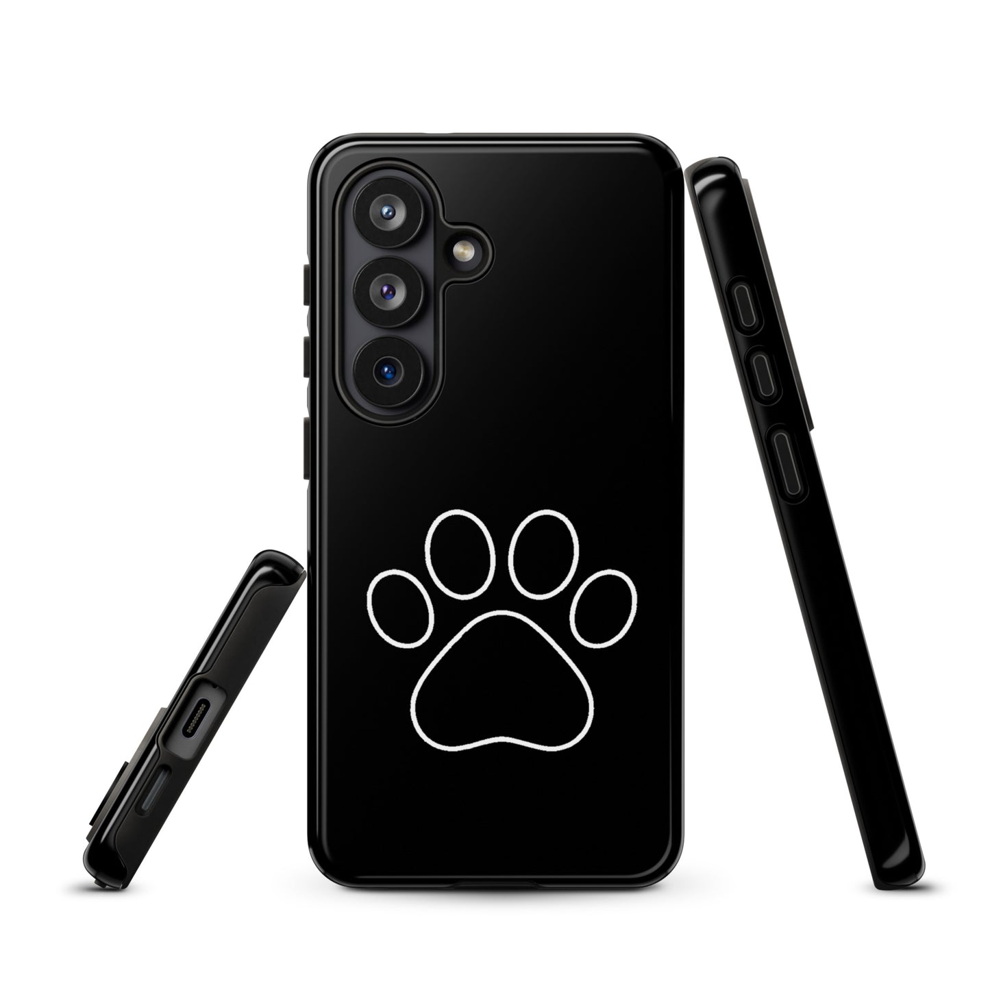Phone Case for Samsung Galaxy with black paw print design, ideal for pet lovers. Protect your device with this stylish, durable case.