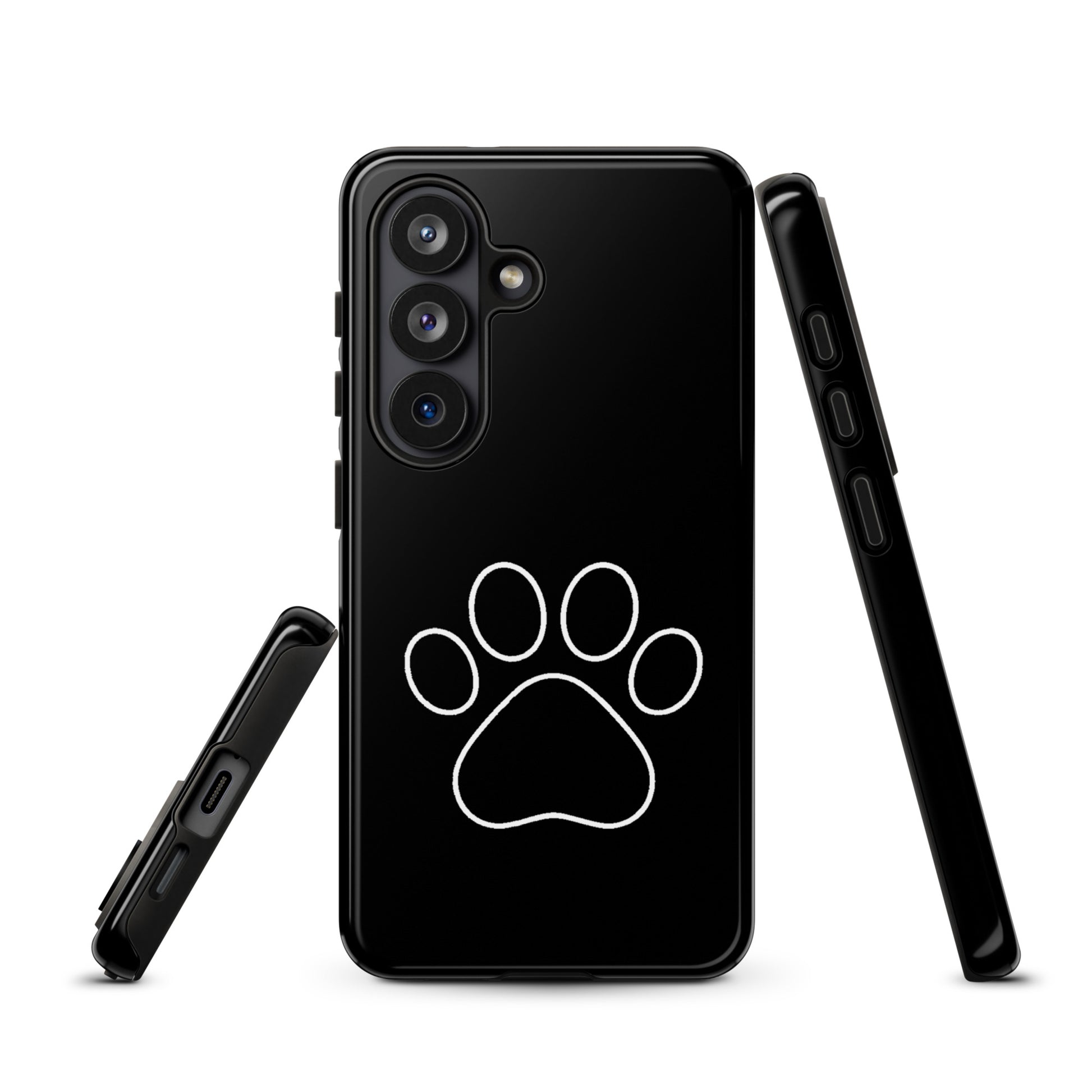 Phone Case for Samsung Galaxy with black paw print design, ideal for pet lovers. Protect your device with this stylish, durable case.