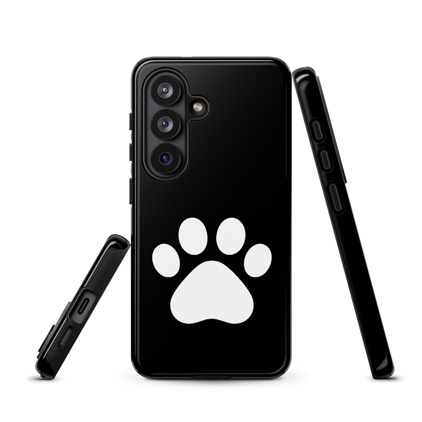 Phone Case for Samsung Galaxy with black and white paw print design, perfect for pet lovers and cat or dog parents.