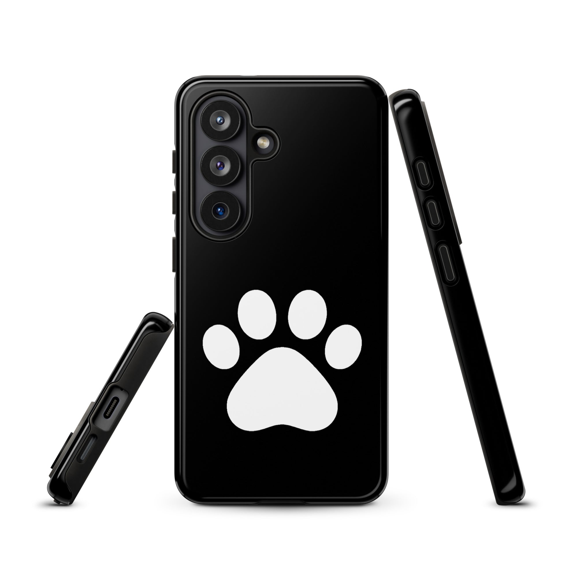 Phone Case for Samsung Galaxy with black and white paw print design, perfect for pet lovers and cat or dog parents.