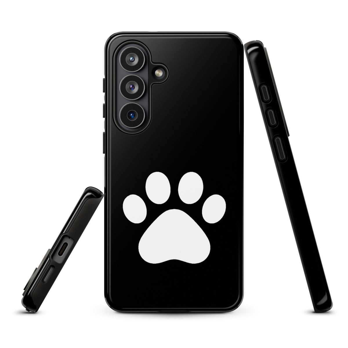Phone Case for Samsung Galaxy with paw print design in black and white, ideal for pet lovers seeking style and device protection.