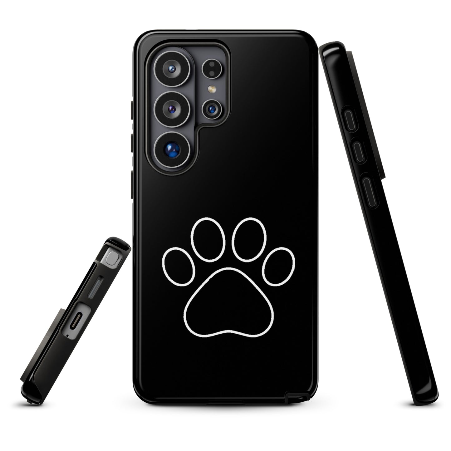 Phone Case for Samsung Galaxy with black paw print design, perfect for pet lovers seeking a stylish and durable phone case.