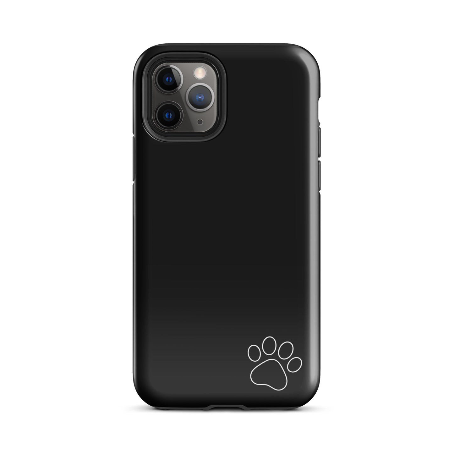 Phone Case for iPhone with black paw-print design, minimalist Tough Case for animal lovers, protective and stylish.