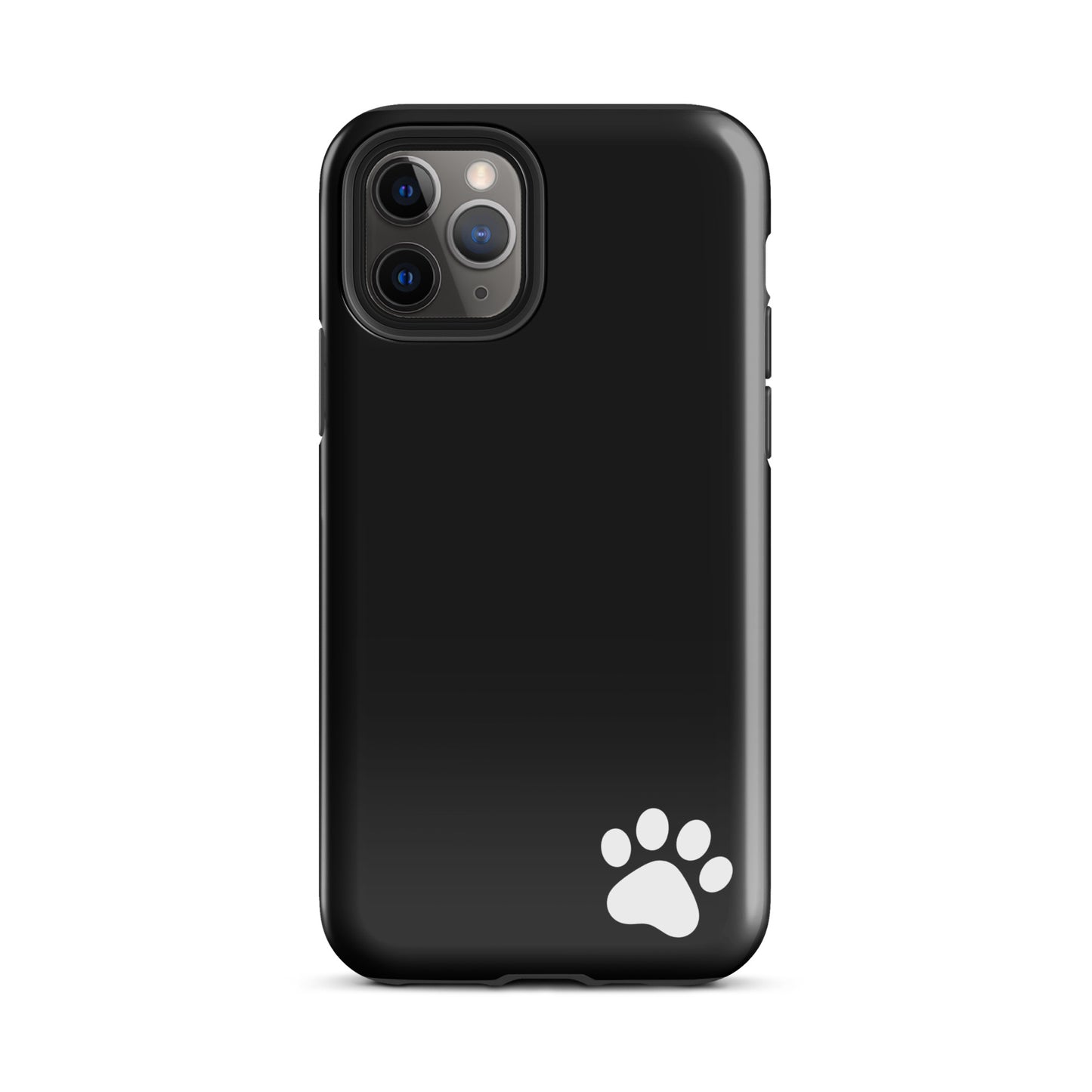 Phone Case for iPhone with paw print, sleek black design, minimalist Tough Case.