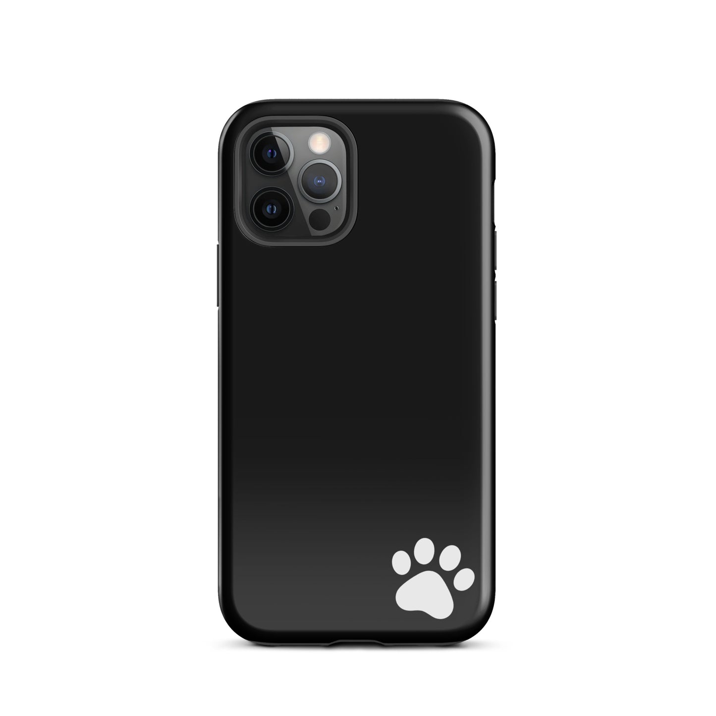 Phone Case for iPhone with paw print design, black minimalist tough cover, animal lover accessory