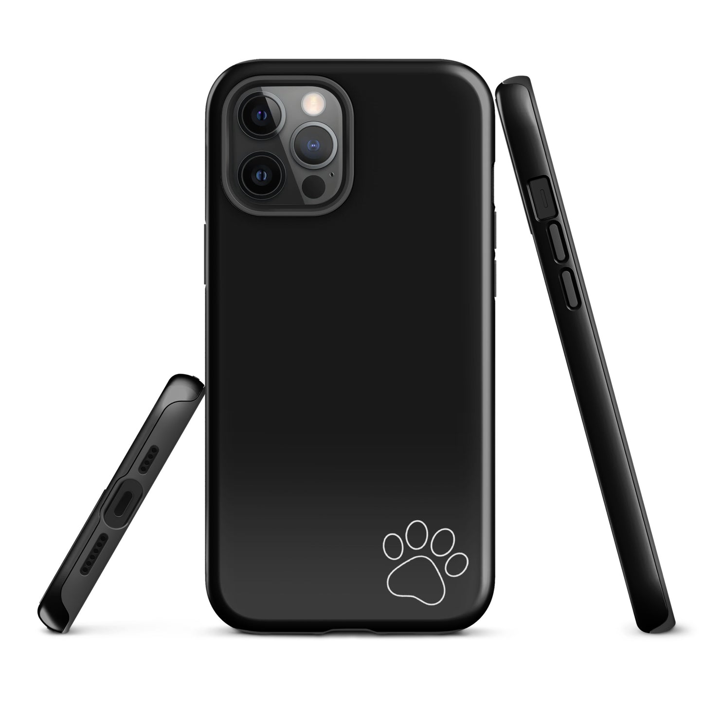 Phone Case for iPhone with minimalist paw print design in black