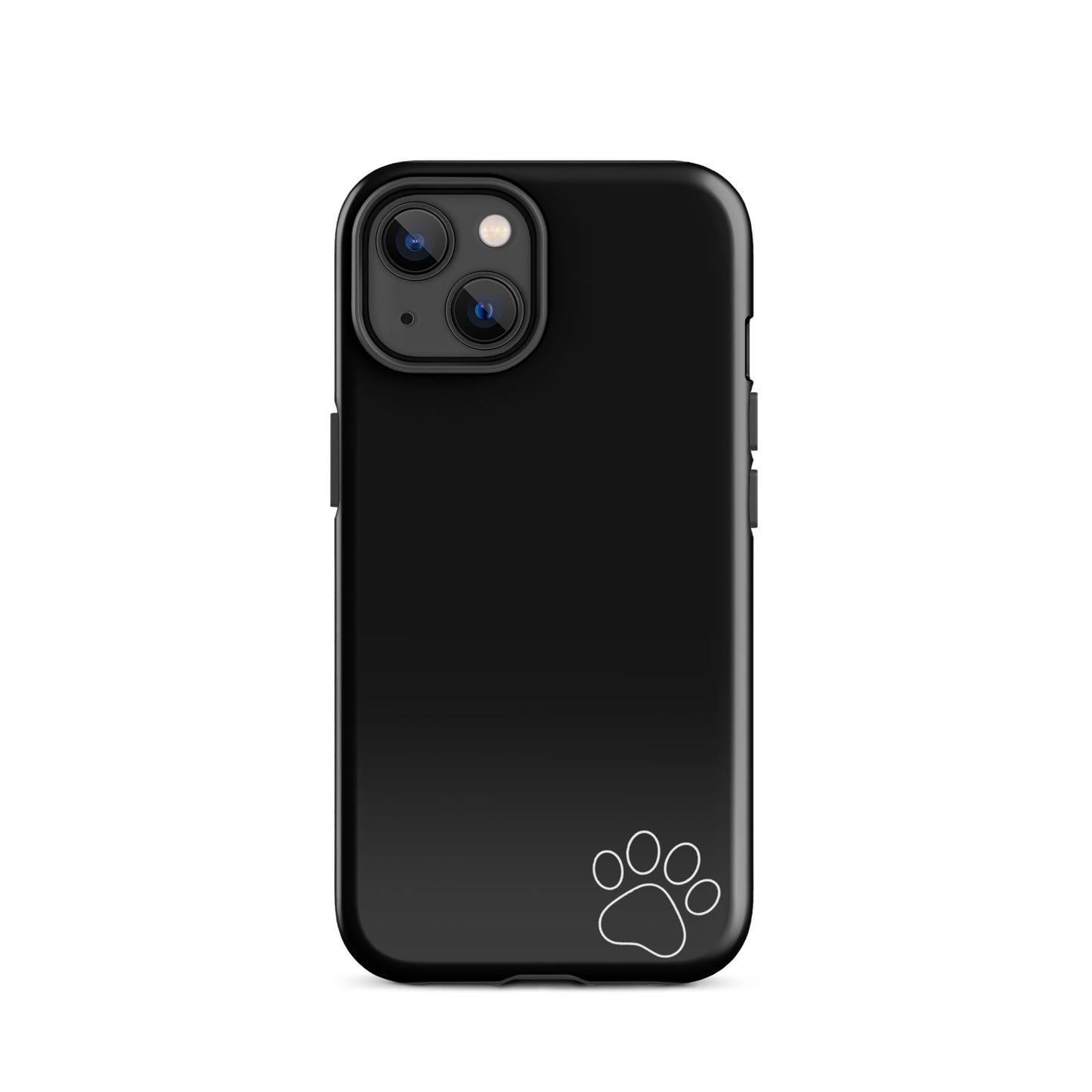 Phone Case for iPhone with white paw print, minimalist design, sleek black finish, "Paw-Print Luxe Minimalist Tough Case