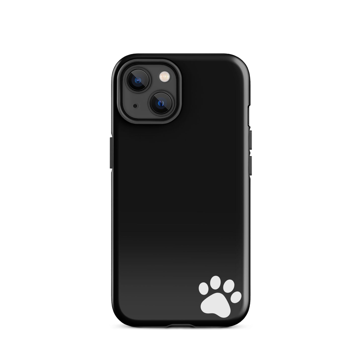 Phone Case for iPhone with white paw print on black minimalist design