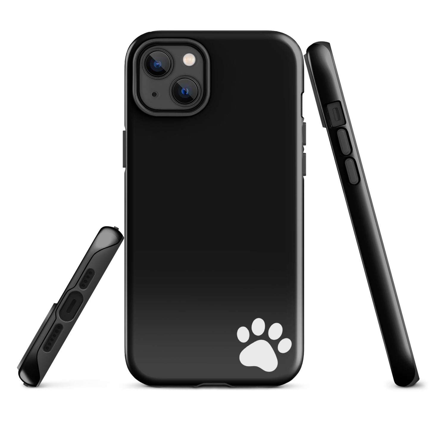 Phone Case for iPhone with paw print design, sleek black minimalist tough case