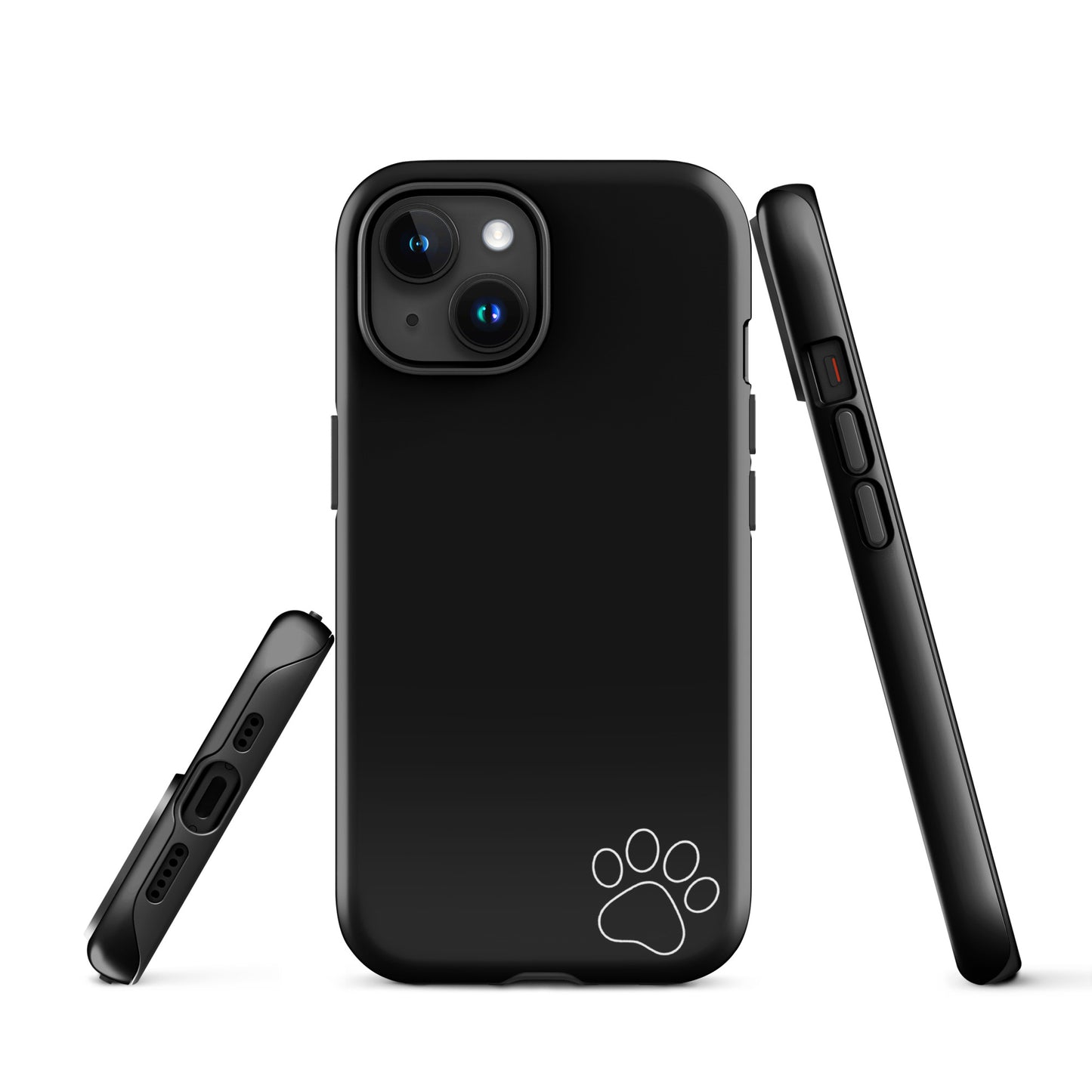 Phone Case for iPhone with paw print, black minimalist design for animal lovers
