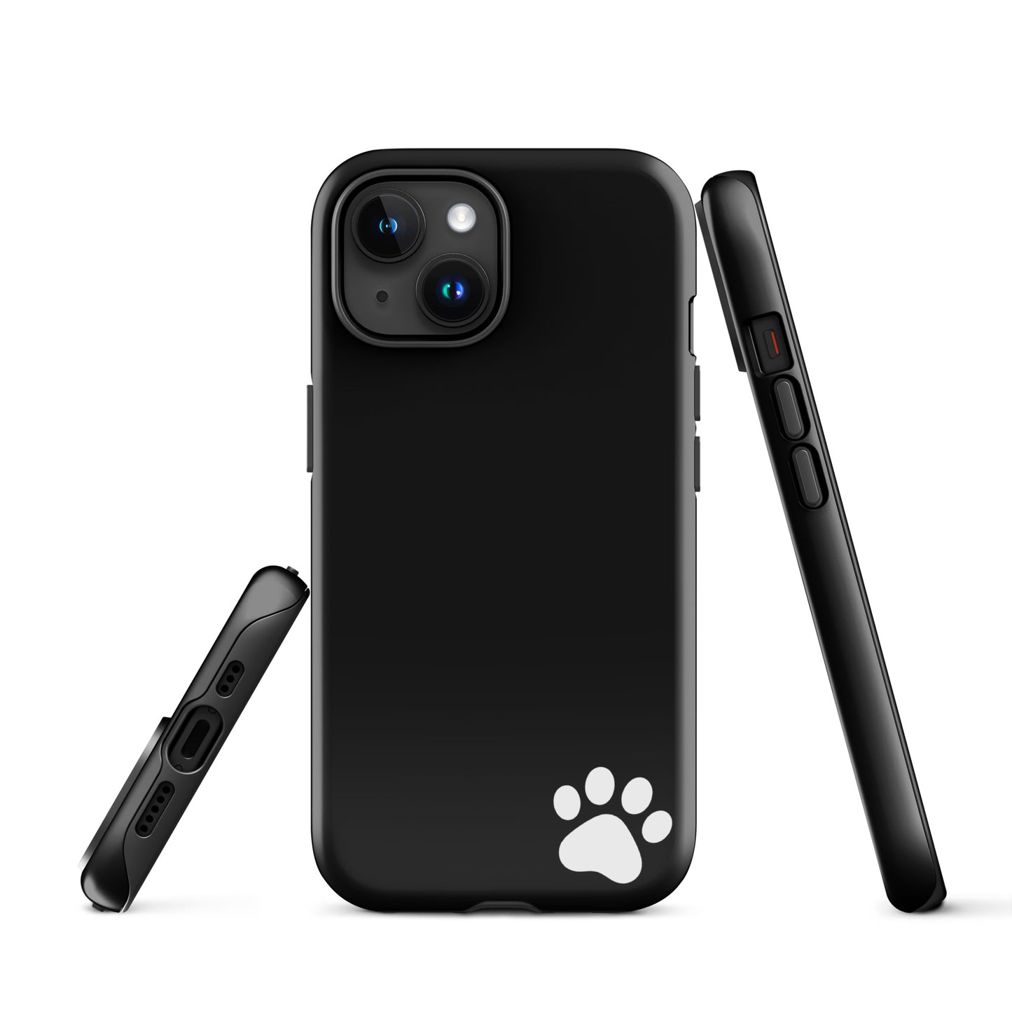 Phone Case for iPhone with white paw print on black minimalist design