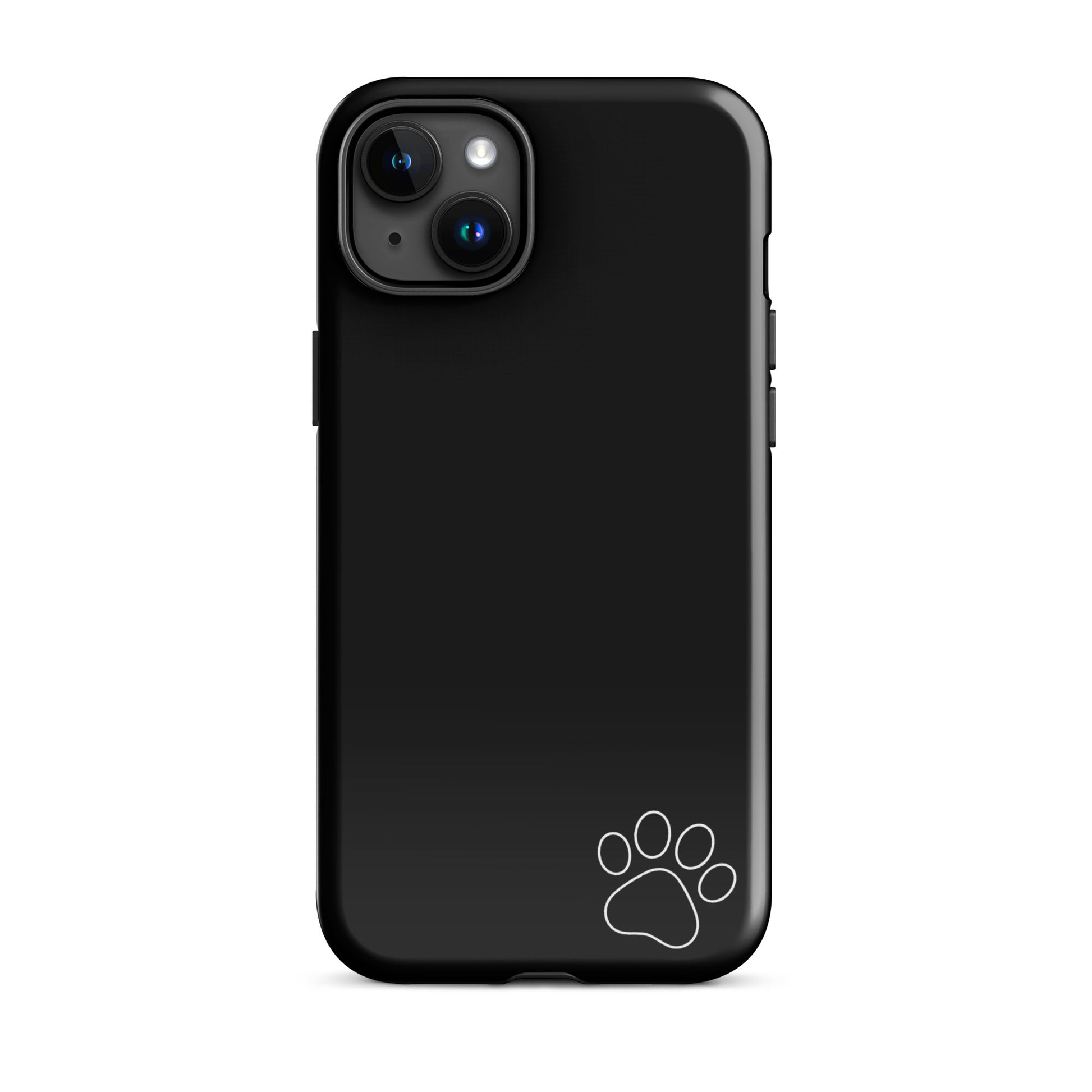 Phone Case for iPhone with black paw-print design, minimalist tough case for animal lovers seeking style and protection.