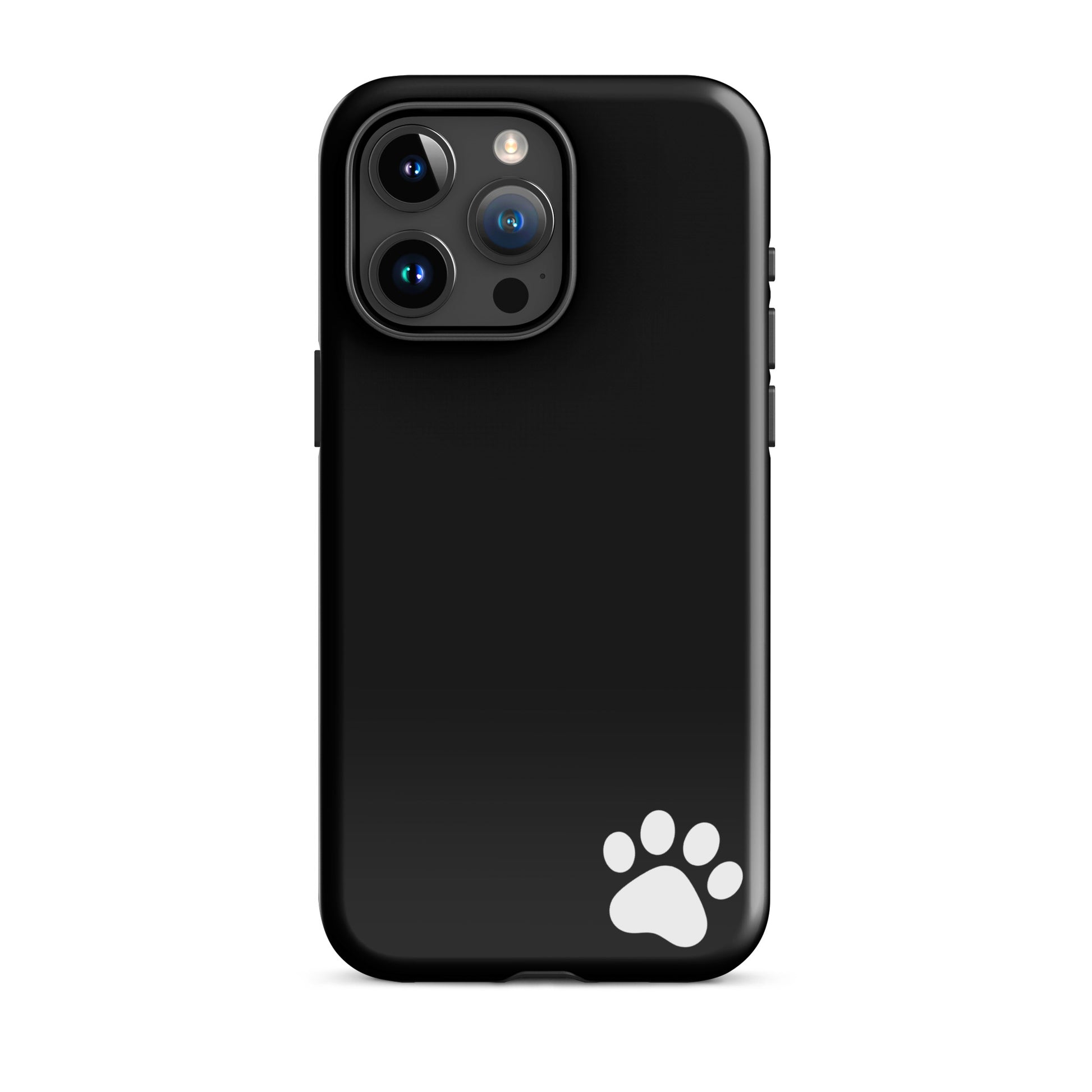 Phone Case featuring black minimalist design with a white paw print for iPhone.