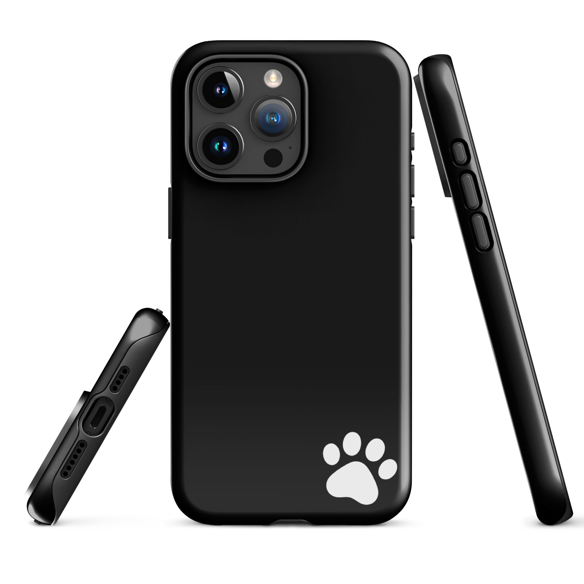Phone Case for iPhone with black tough design and white paw print