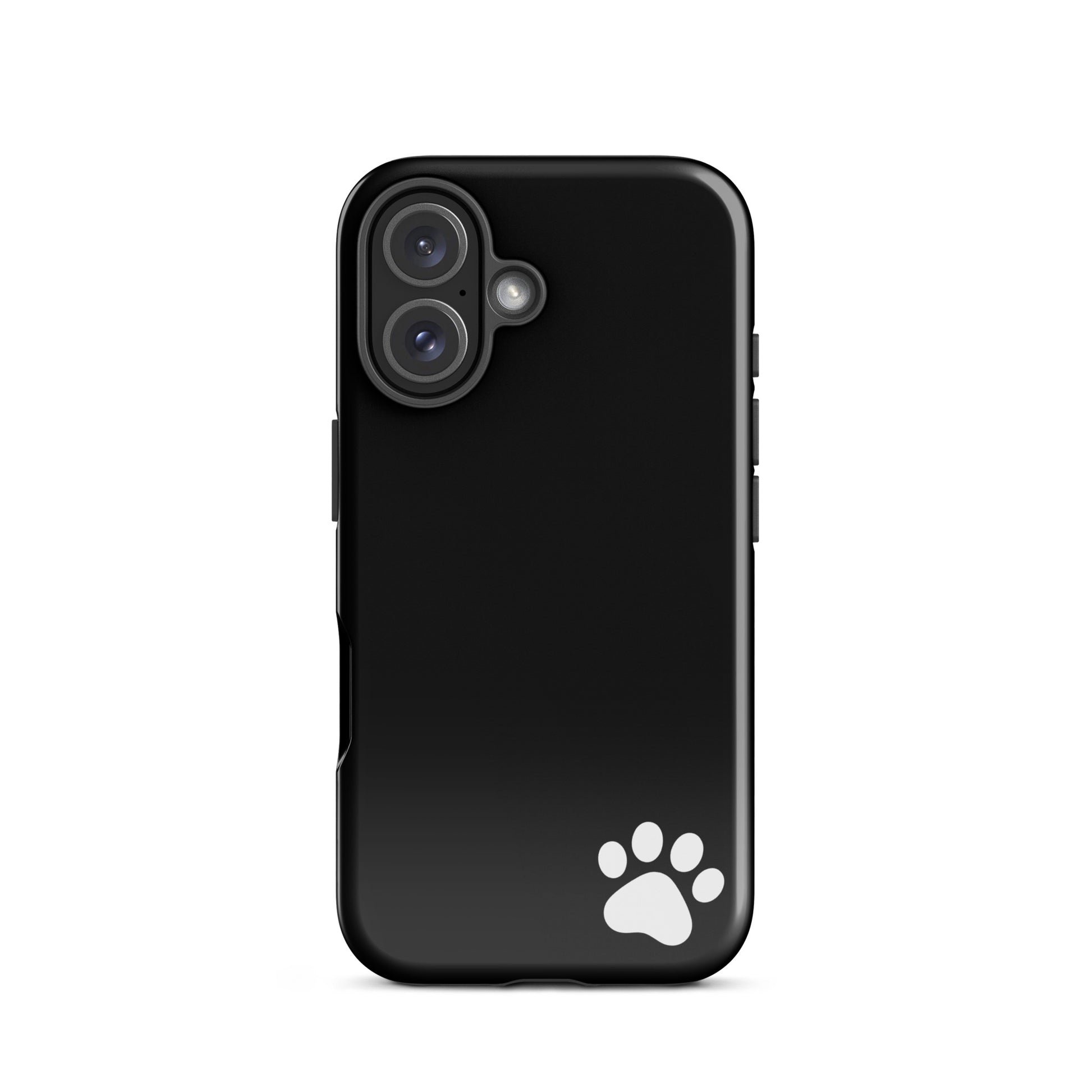 Phone Case for iPhone with paw print design, sleek black minimalist tough case.
