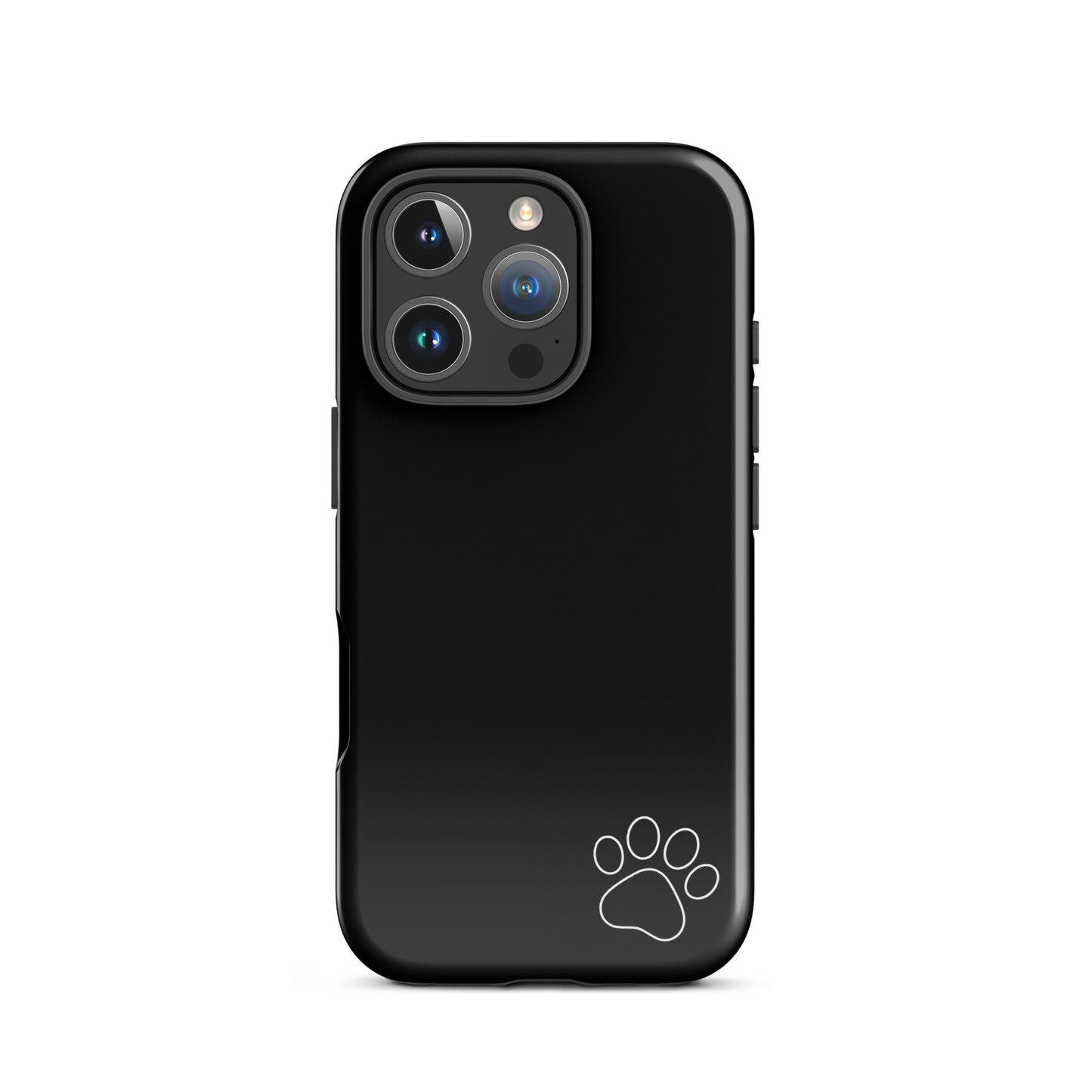 Phone Case for iPhone with minimalist paw-print design on black Tough Case.