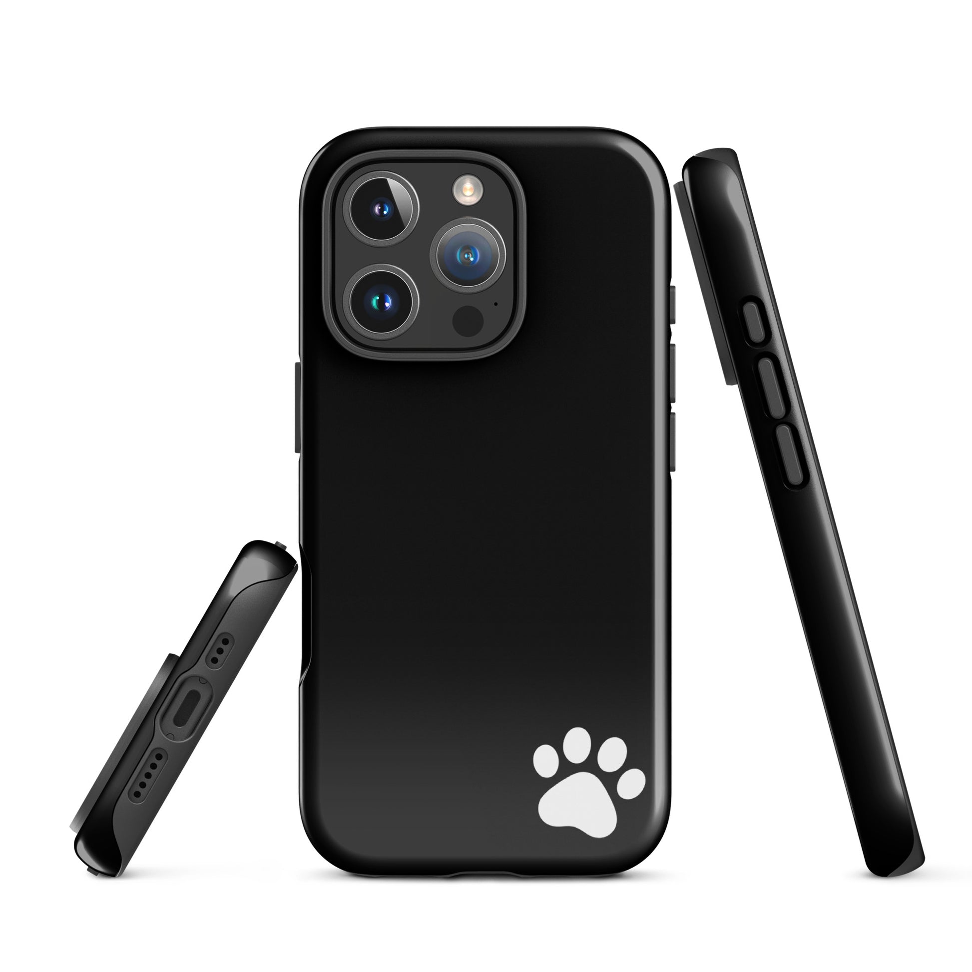 Phone Case for iPhone with paw print design, black Luxe Minimalist Tough Case