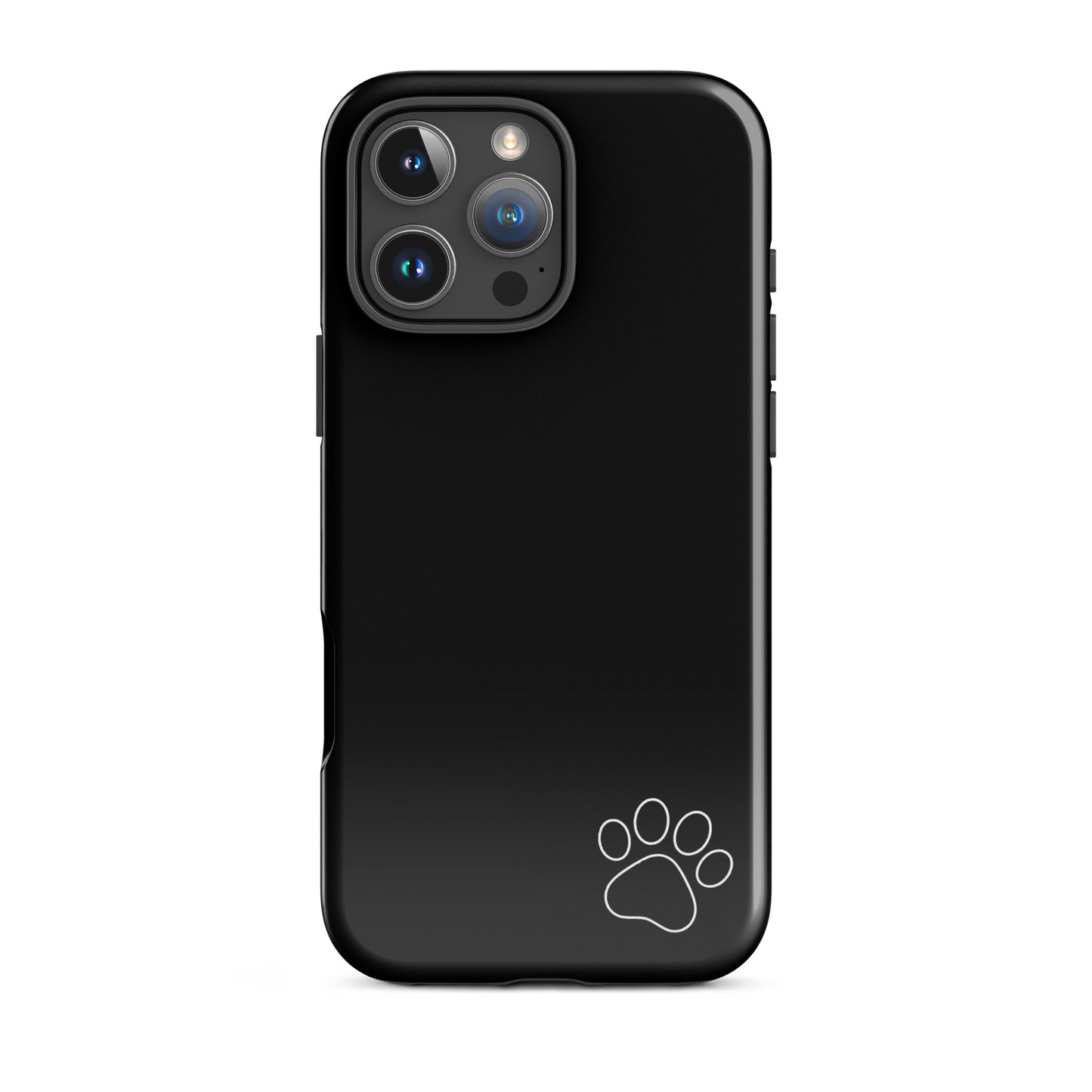 Phone Case for iPhone with paw print design, black minimalist tough case
