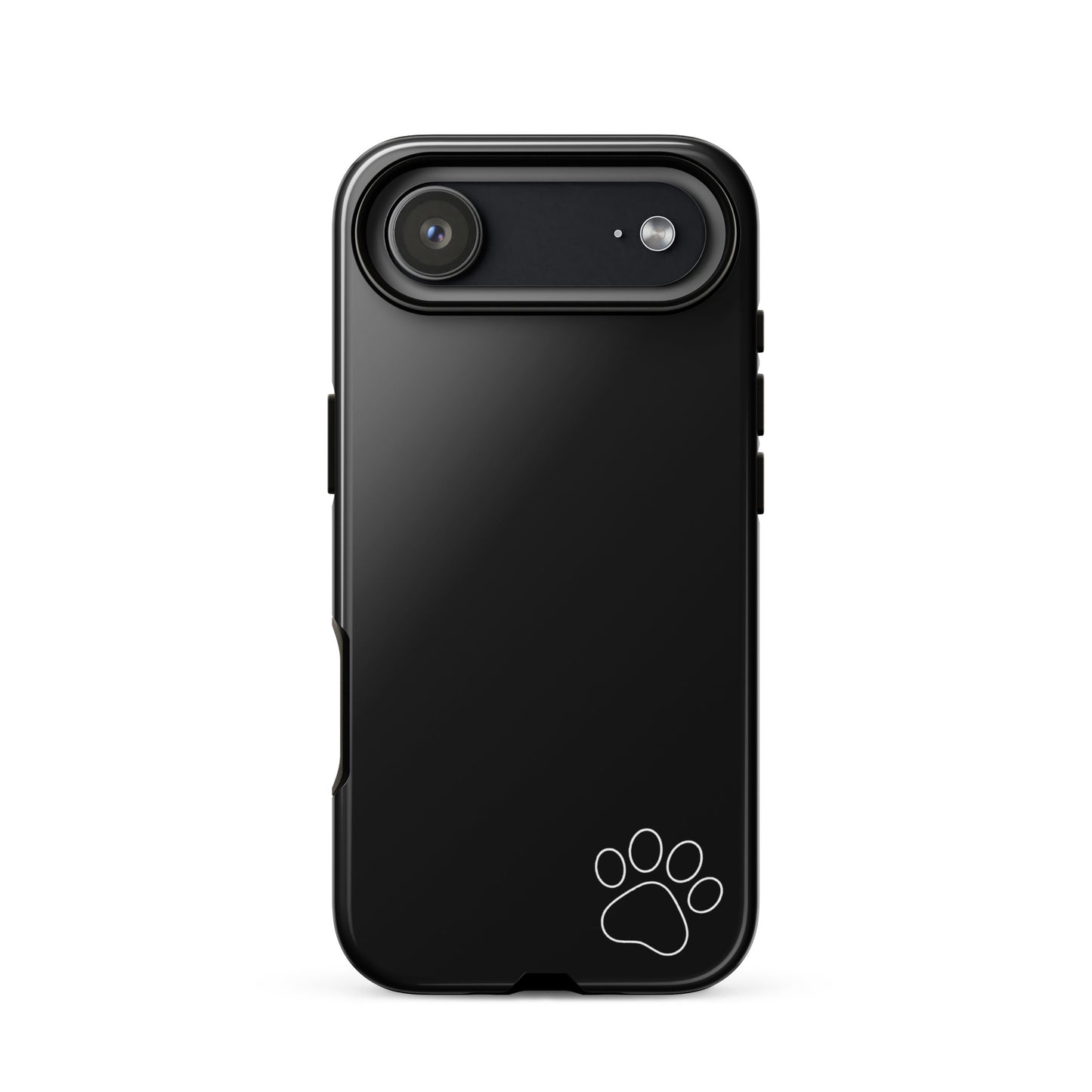 Phone Case for iPhone with paw print, black minimalist design, tough and sleek accessory for pet lovers.