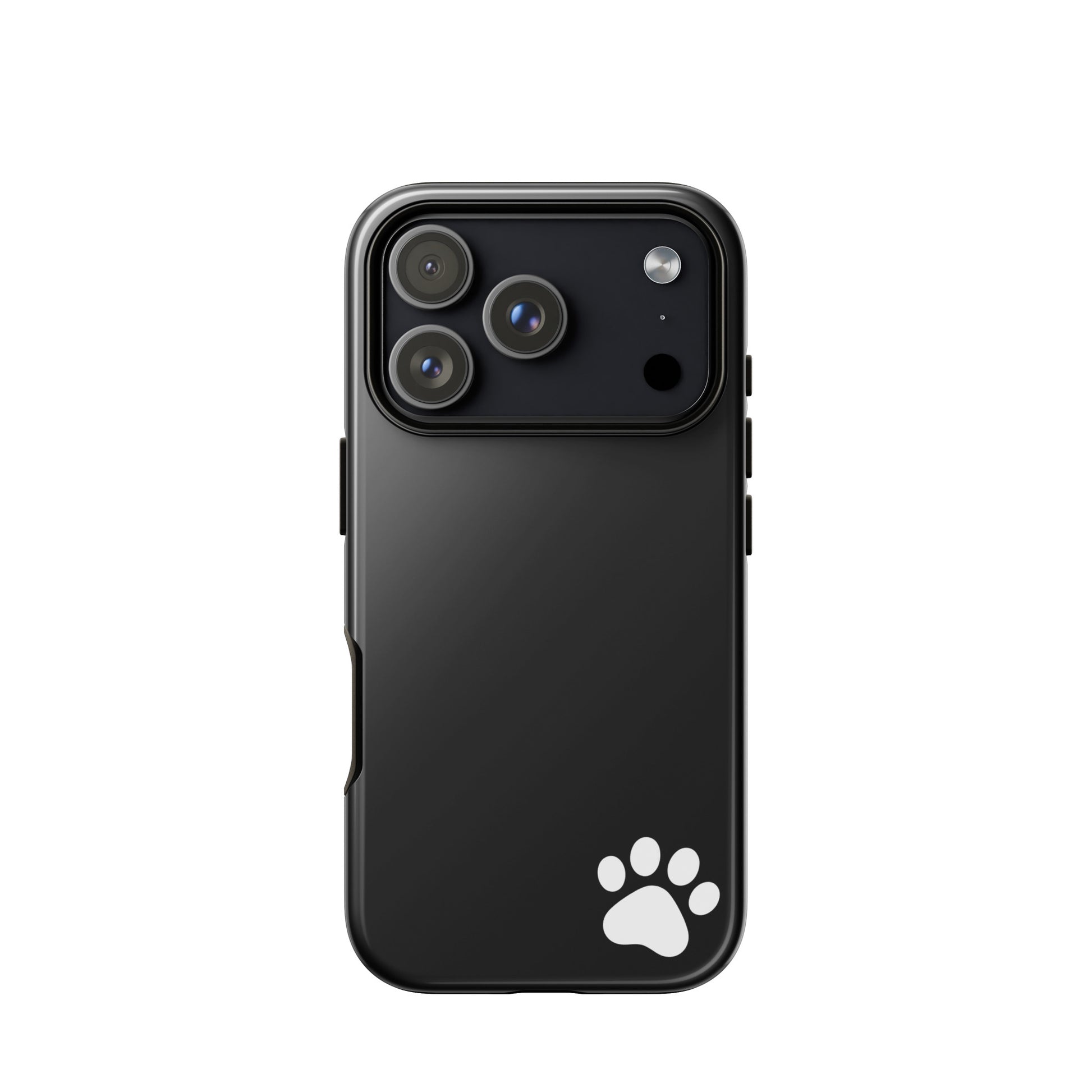 Phone Case for iPhone - Paw-Print Luxe Minimalist Tough Case with white paw design.