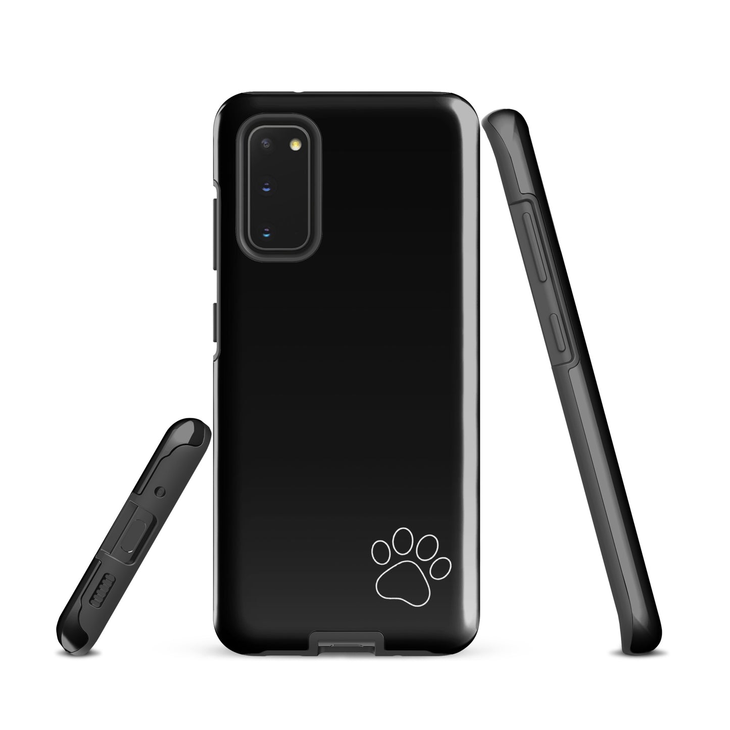 Phone Case for Samsung Galaxy with minimalist black design and white paw print, ideal for pet lovers seeking style and protection.