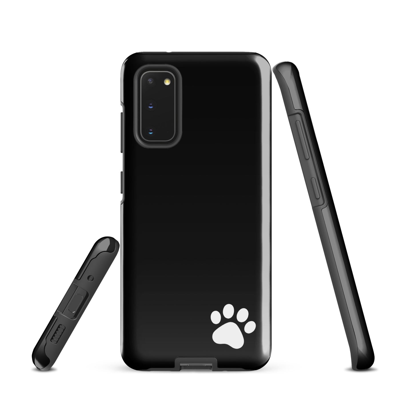 Phone Case for Samsung Galaxy with paw print design, black minimalist tough case for pet lovers