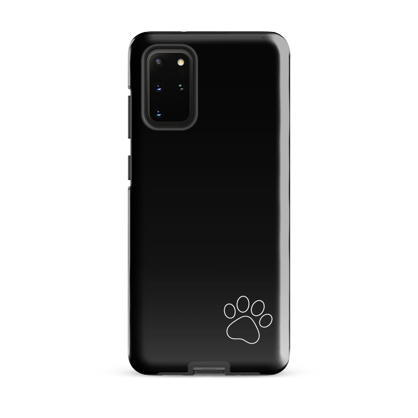 Phone Case for Samsung Galaxy with white paw print minimalist design in black